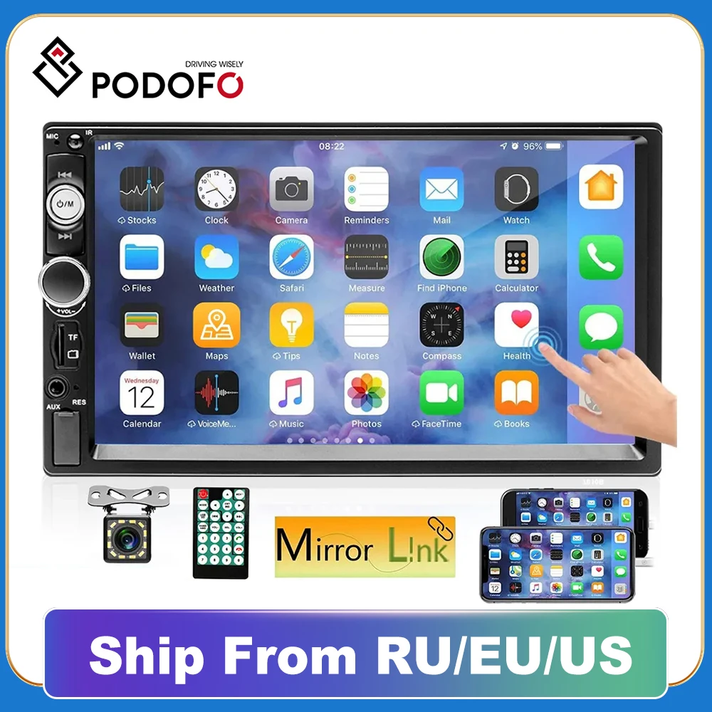 Podofo 2 Din Car Radio Stereo Bluetooth 7