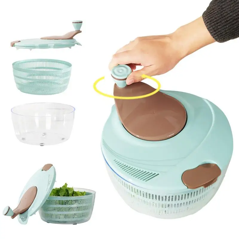 Salad Spinner Lettuce Greens Washer Dryer Drainer Double Layer Fruit Washer Spinner with Double Outlet Drain Holes for Vegetable