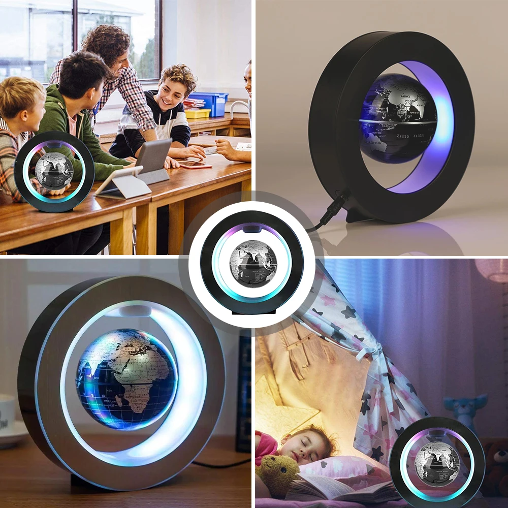 LED Levitation Light Magnetic Levitation Globe 2.0W Desktop Ornament Rotating Ball Light Office Home Novel Levitation Light Gift