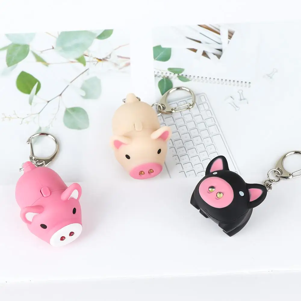 Kids Toy Pig Shape Mini Torch LED Key Chains Flashlight Key Ring Key Holder