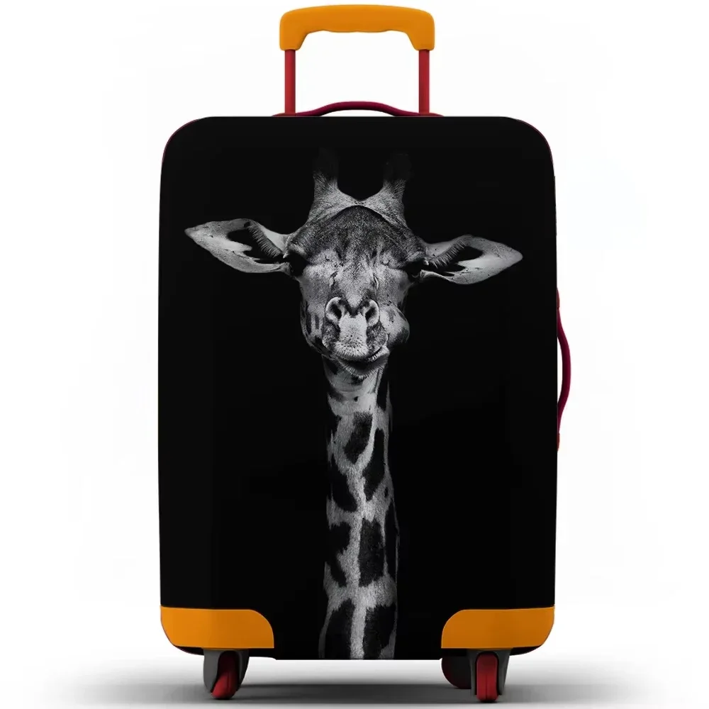 Black White Lion Portrait Print Luggage Cover Elastic Suitcase Protector Dustproof Anti Scratch Travel