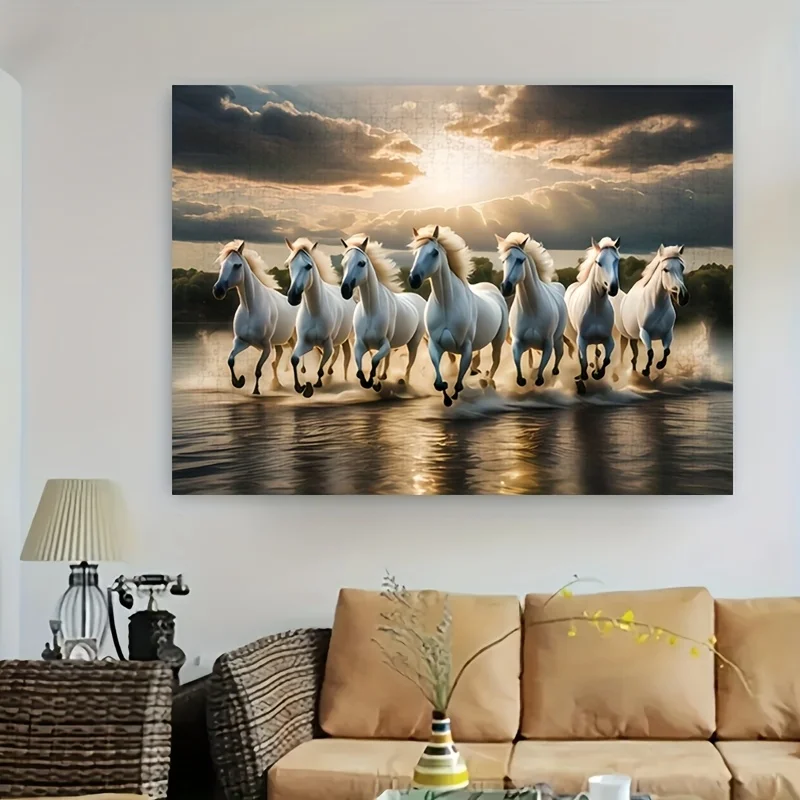 Galopperend paardenscènepuzzel - 1000 stuks puzzel, intellectuele uitdaging DIY-spel voor volwassenen, interactief gezinsplezier, geavanceerde sk