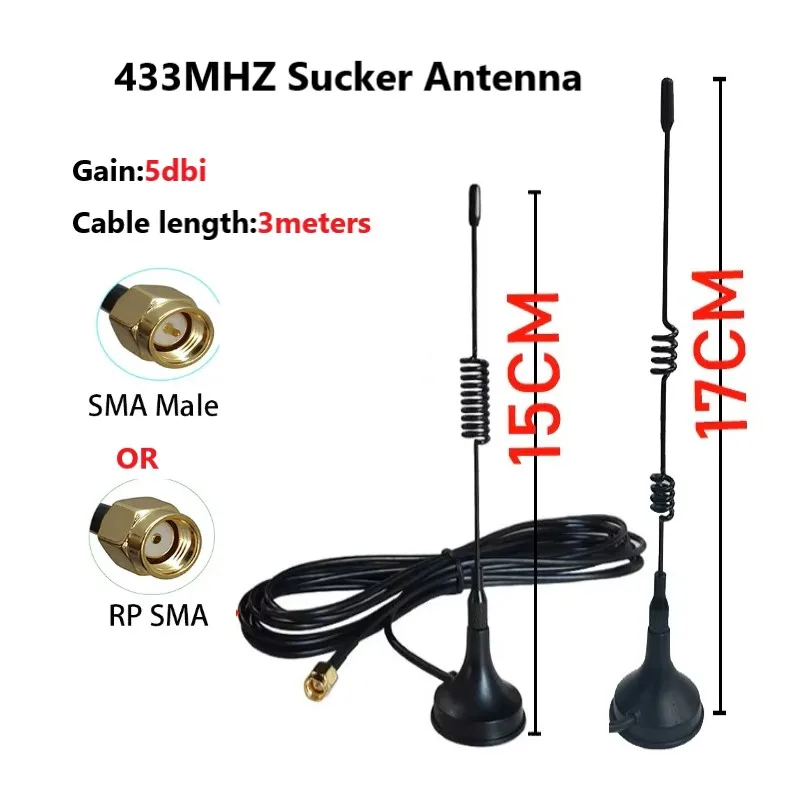 433Mhz Sucker Antenna Gain 5dbi antena  SMA Male Female with Magnetic base 3meter cable for Ham Radio Signal Booster remote