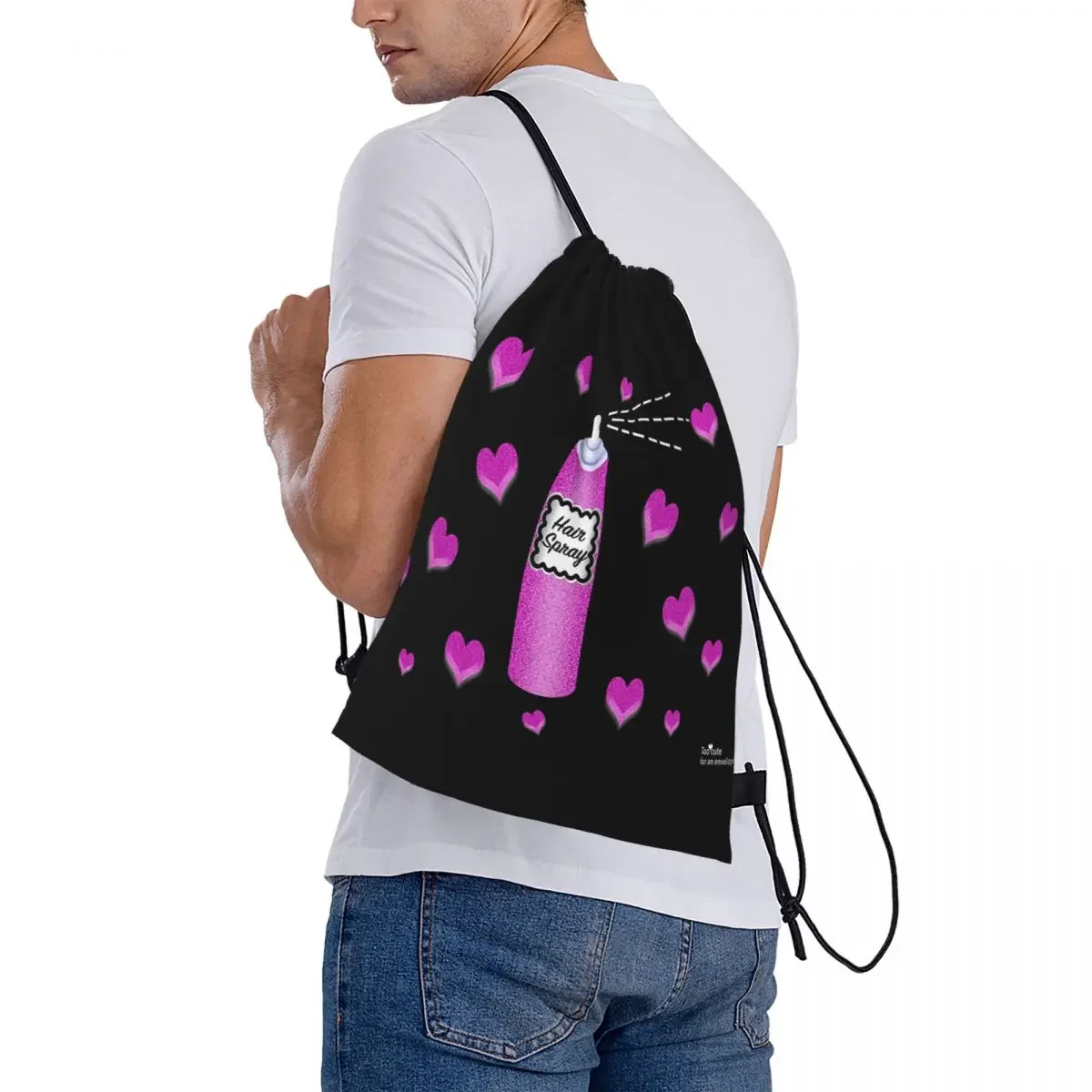 Hairspray & Hearts-mochila portátil con cordón para hombre y mujer, bolsa deportiva con bolsillo, a la moda, para estudiantes