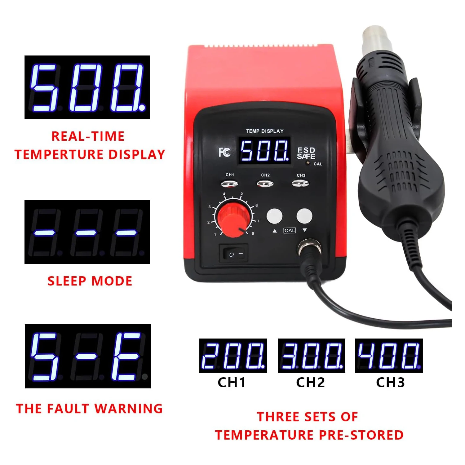 750 واط 858d مسدس هواء ساخن Led الرقمية بغا إعادة العمل محطة لحام خالية من الرصاص مجموعة محطة ديسولديرينغ 220 فولت/110 فولت تخزين درجة الحرارة