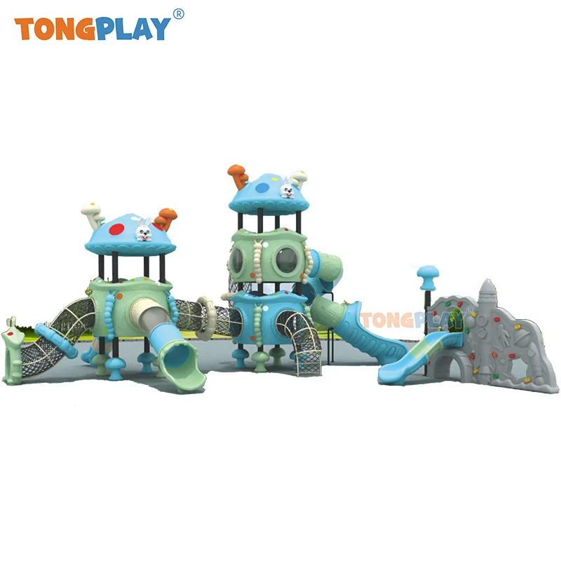 Children's play new factory high quality big plastic mushroom series beach play slide equipment children's outdoor playground