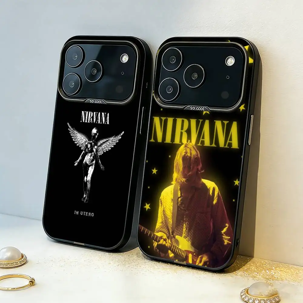 

N-Nirvana Rock Band L-Lamentably Phone Case For iPhone17 16 15 14 13 12 Pro Max Grey Black Matte Laser Metallic Aurora Funda
