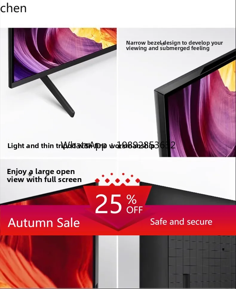 

ZZ TV 8K Ultra HD Home LCD TV Full Screen Frameless Network Version