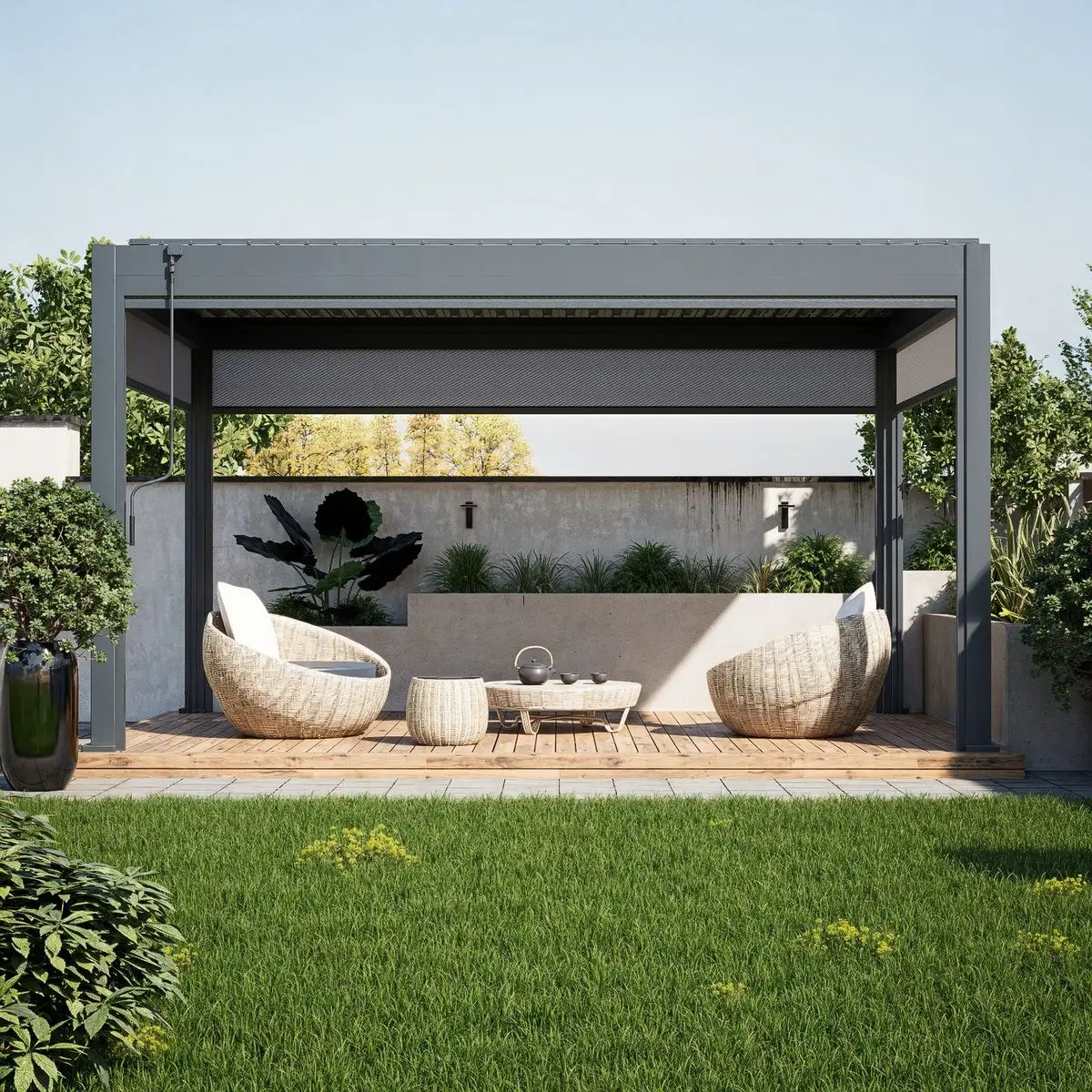 

Outdoor Car Garage Aluminium Gazebo Sunshading Carport for Park High Grade Aluminium Frame/Solid Home Bioclimatic Pergolas