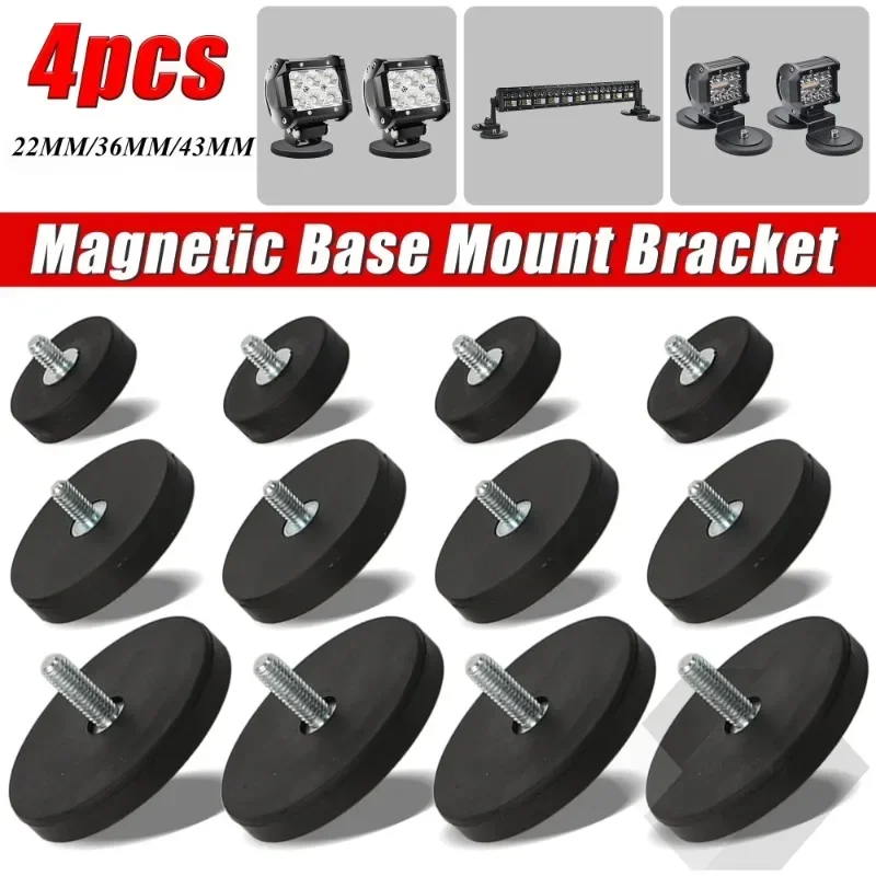 22mm/36mm/66mm/88mm M4/M8/M10 Bolt Magnetic Base Mount Bracket Clamp LED Work Light Bar Holder SUV Offroad Mini Magnetic