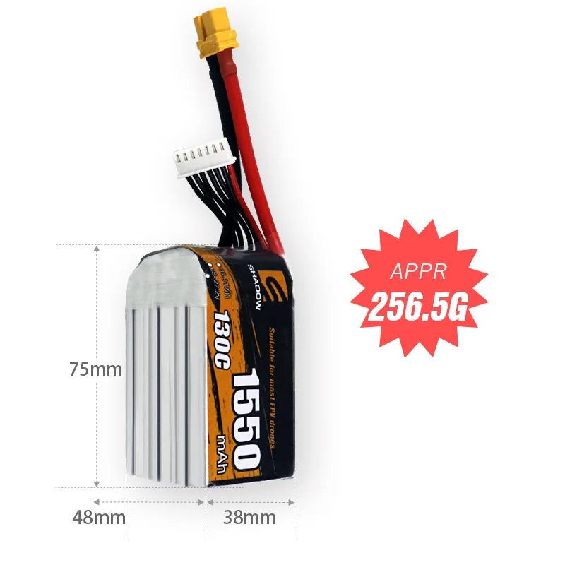 Brand New 6S 22.2V 1550mAh 130C Replace Rechargeable Lipo Battery for FPV Racing Drone Model Airplane Battery with XT60 Plug