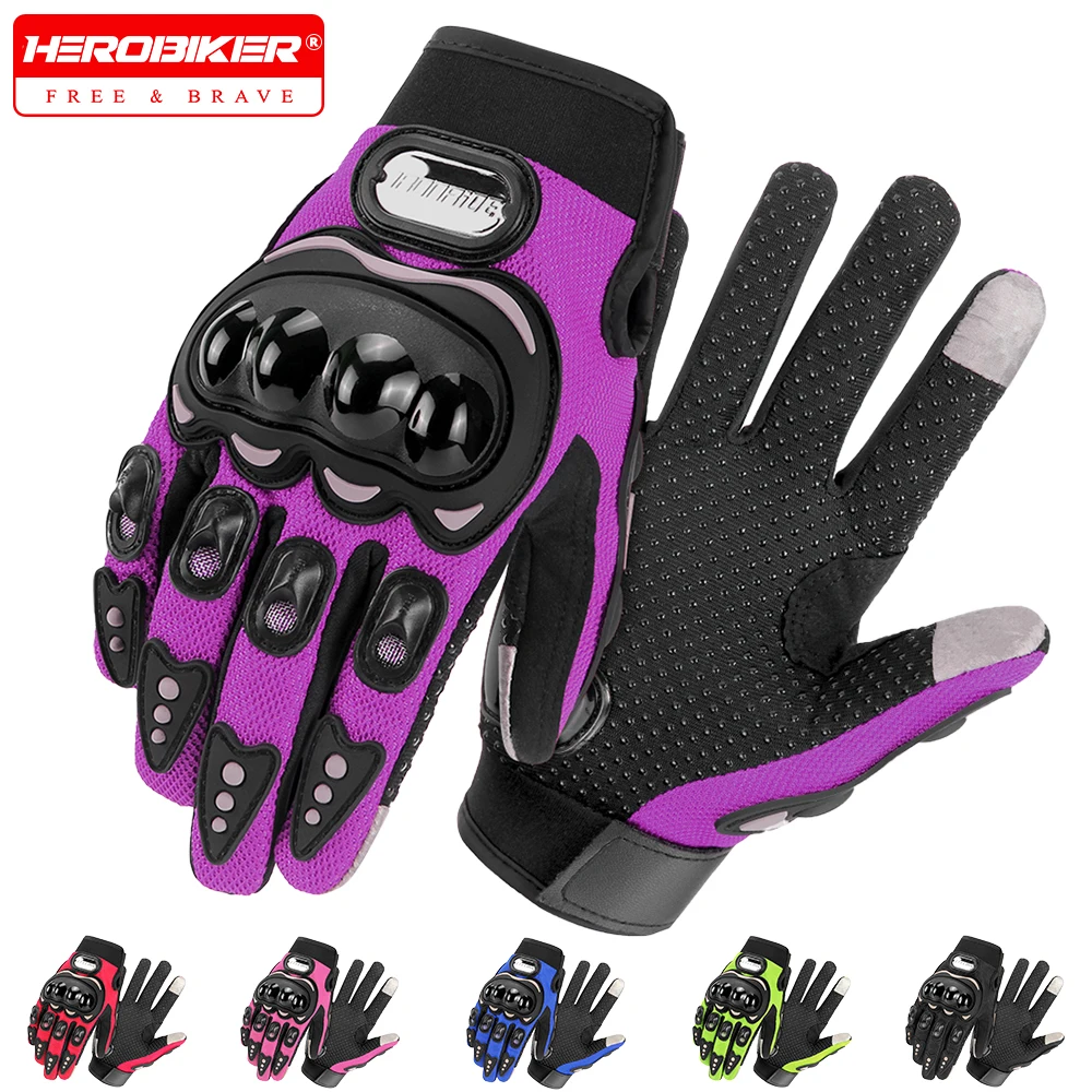 

New Men Motorbike Breathable Full Finger Motorcycle Gloves Hard Knuckle Touch Screen Women Motocross Gloves Moto Accessories