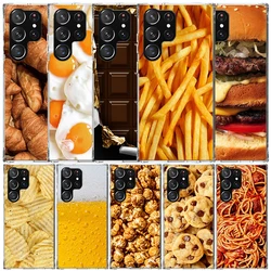 Food Fries Beer Cheese Sushi Cookie Phone Case For Samsung Galaxy S24 S25 Edge S26 Ultra S22 S23 Plus S21 + S20 FE Soft TPU Back