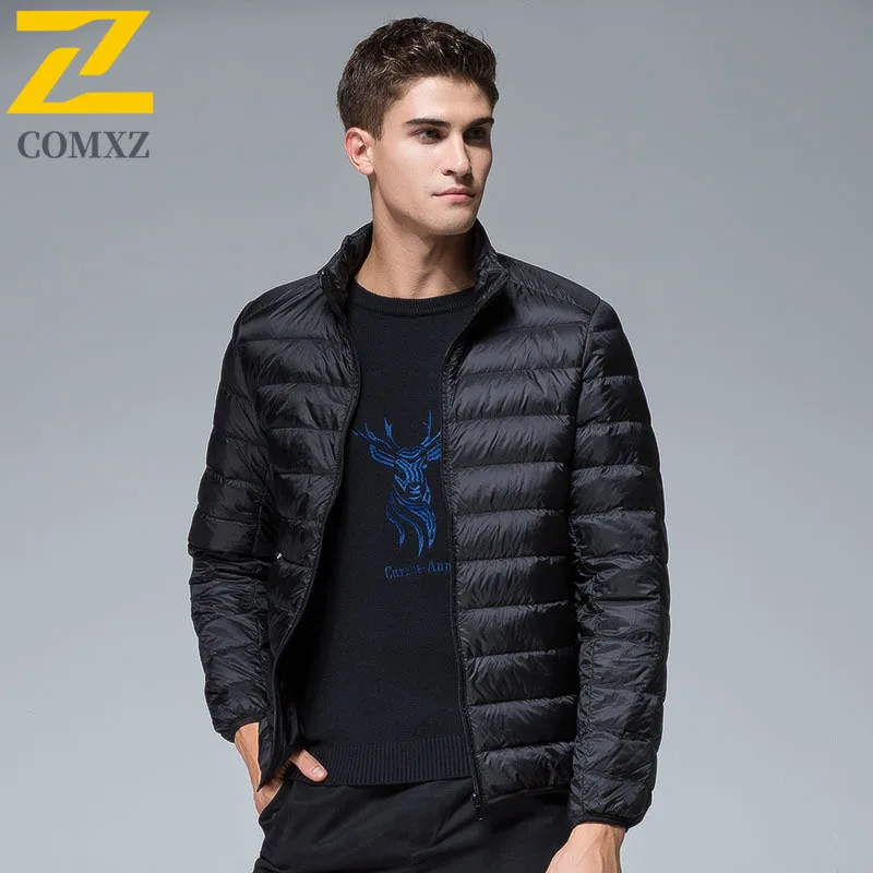 Homens jaqueta 2025 90% pato branco para baixo moda leve algodão veludo quente jaqueta de algodão ao ar livre casual inverno casaco com zíper