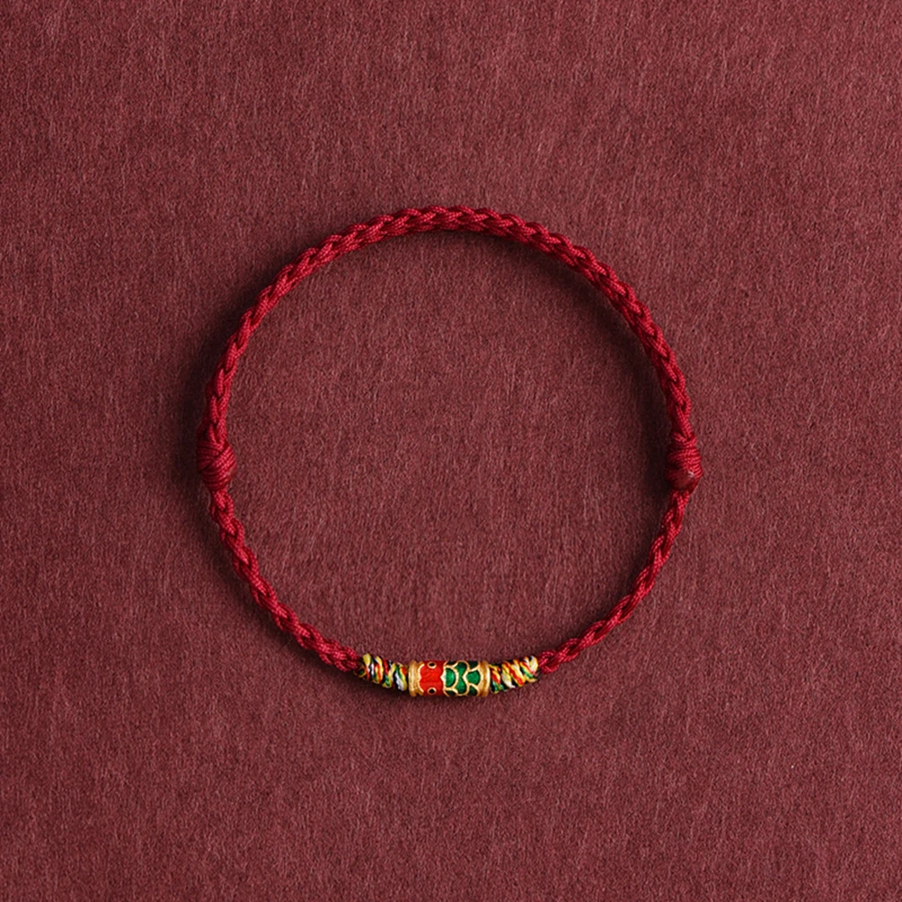 Adjustable Red String Bracelet with Small Fish for Women Unisex Handmade Black Cord Bracelets for Good Luck Jewelry