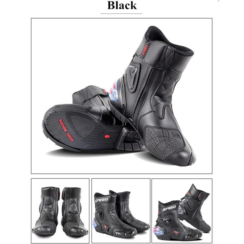 Motorcycle Boots Microfiber Leather Motorbike Anticollision Foot Ankle Protective Shoes Moto Riding Short Boot Men Woman A004