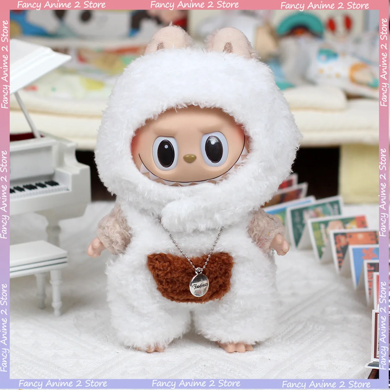 Voor 15/17 cm Labubu Poppenkleertjes Dinosaurus Haai Cosplay Outfit Mini Pluche Pop Kleding Mode Accessoires Kerstfeest geschenken