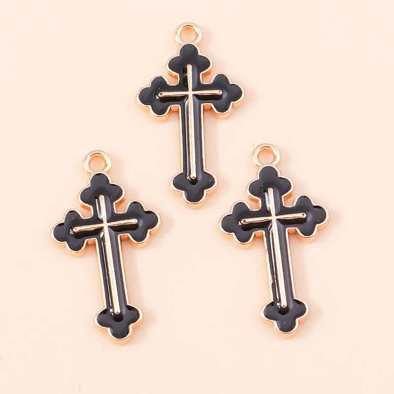 Leslie 10 Stück religiöse Kreuz-Charms-Anhänger für Halskette, Ohrringe, Gold, Silber, vergoldet, Charms, DIY-Schmuckherstellung – Detail 19