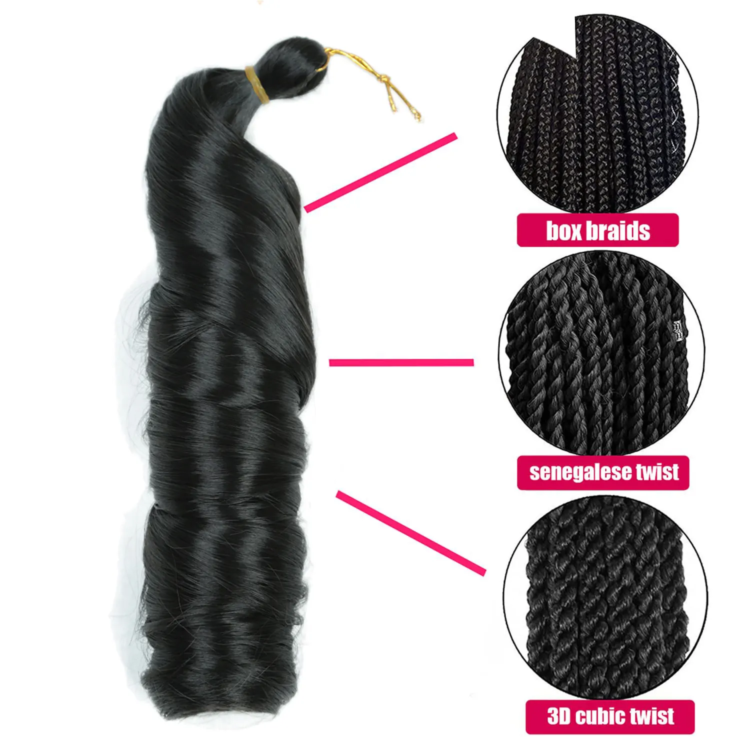 Alibaby 24 Inch 150g French Curl Braiding Hair Extensions Synthetic Pre Stretched Bouncy Ombre Crochet Braiding Hair For Braids