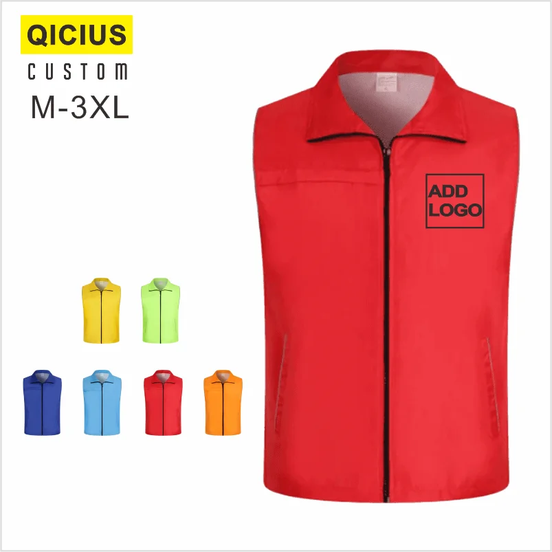 

Custom Vest Cheap Overalls Solid Color Pocket Volunteer Universal Overalls Big Size Gilet Sleeveless Uniform Chaleco Trabajo