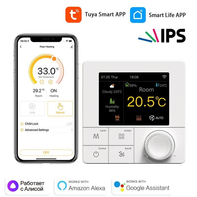 Smart WiFi Temperature Remote Controller Tuya Thermostat Humidity for Water/Electric Floor/Gas Boiler Voice Google Yandex Alexa