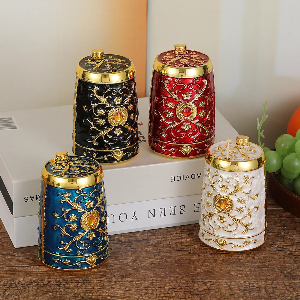 

Трубка для зубочисток в европейском ретро-стиле в западном стиле, вращающаяся крышка, ведро для зубочисток, персонализированный легкий роскошный клиент