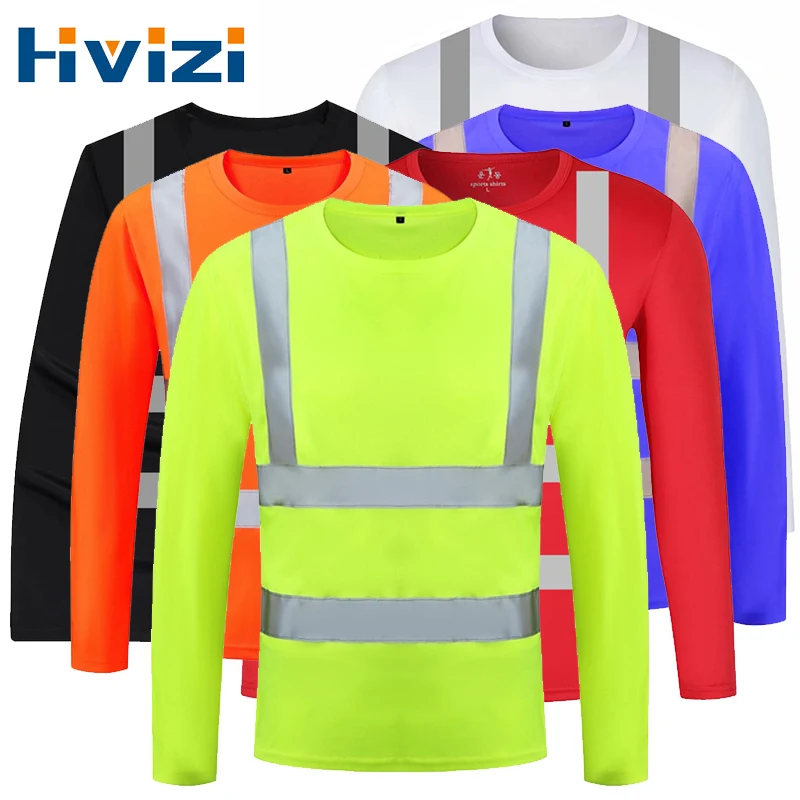 visibilidade fluorescente camisas reflexivas camisa de seguranca manga longa oi vis workwear secagem rapida do trabalho de construcao alta 01