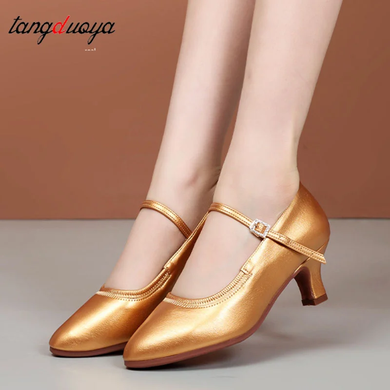 Ballroom Dancing Shoes For Women Latin Dance Shoes Lady Closed Toe Salsa Shoes Low Heels Zapatos Baile Latino Mujer 4.5cm/6cm