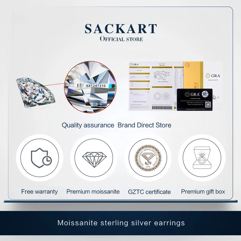 SACKART Men Ring Lucky Diamond Moissanite 925 Silver Rings Minimal Classic Sterling Vvs Platinum Star Pure Certificate  Gra