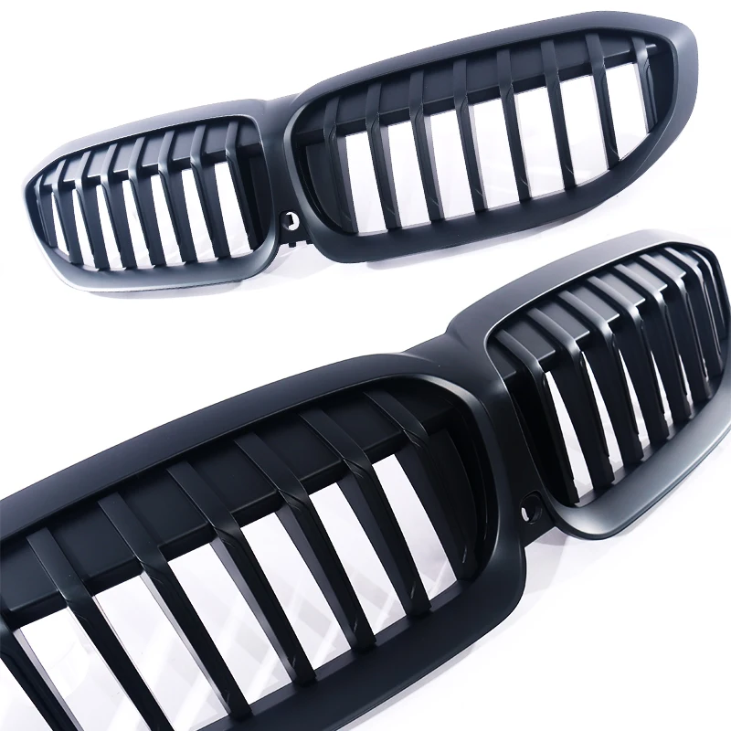 For 3 Series G20 Pre-LCI 2019-2022 Single Slat Grille Half Carbon Gloss Black Tri-Color Water Transfer Printing Kidney Grill