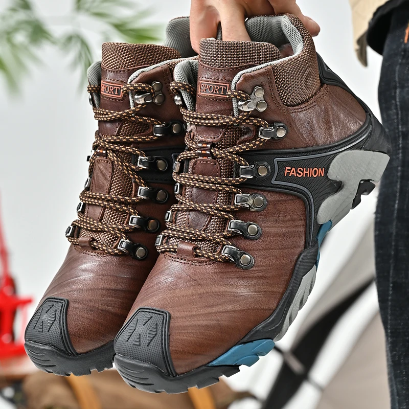 2023 Winter New Men\'s Outdoor Hiking Shoes Thick Soled Work Clothes Shoes Men\'s High-quality Ankle Boots Warm Cotton Shoes