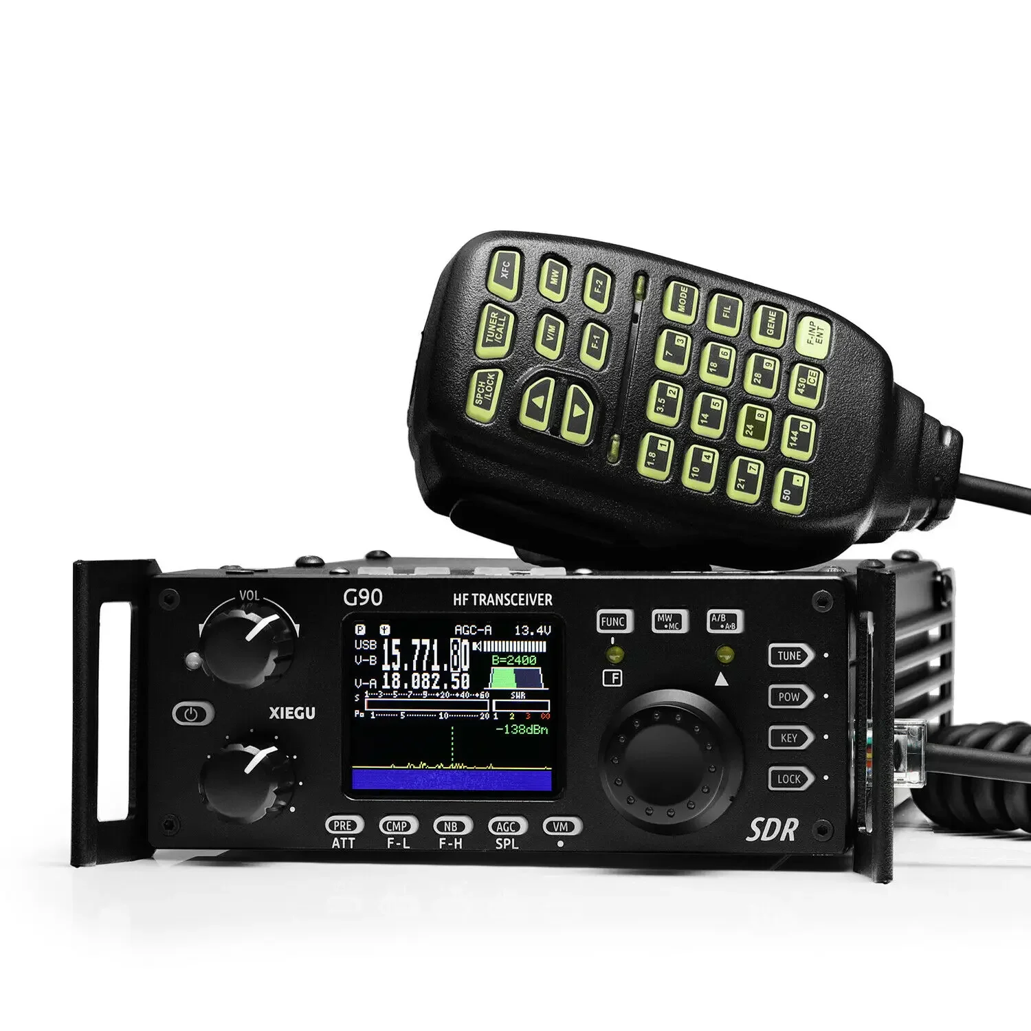 G90 HF SDR Radio  Transceiver 20W SSB CW AM FM 0.5-30MHz Built-in Auto Antenna Tuner Detachable Display Unit QRP or GSOC