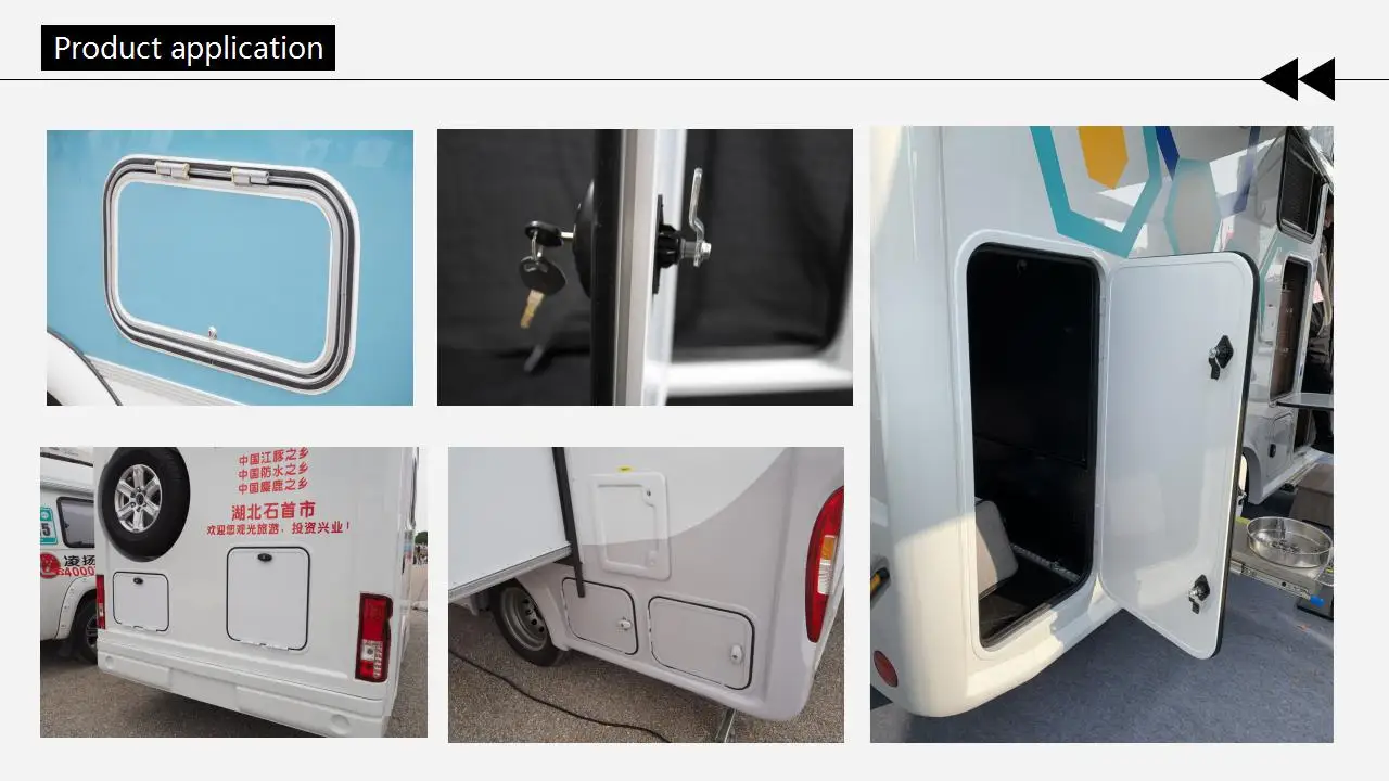White Aluminum Alloy RV Storage Compartment Door Heavy Duty Square Design Dual Support Bar Safety Lock Ventilation Insulation view 4