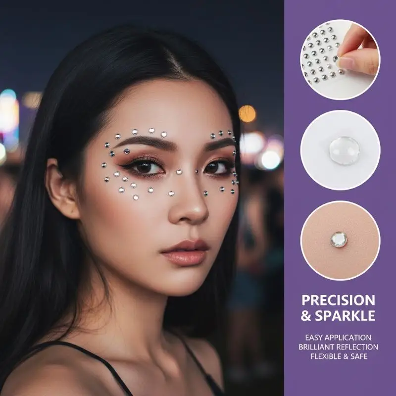 Self Adhesive Rhinestone Stickers Fake Nose Stud Non Piercing Crystal Diamond Body Jewelry for Women Eye Ear Face