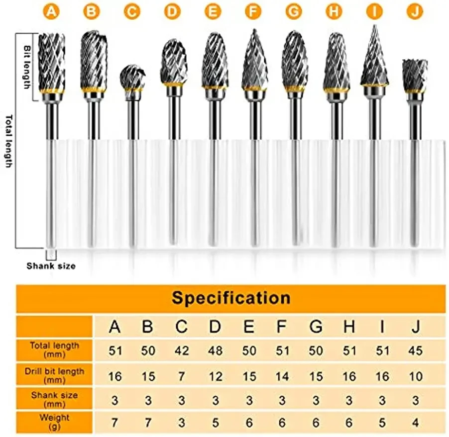 Tungstênio Carbide Milling Cutter, Rotary Ferramenta Burr, Double Diamond Cut Rotary Tools, moagem elétrica, Novo, 1/8 \