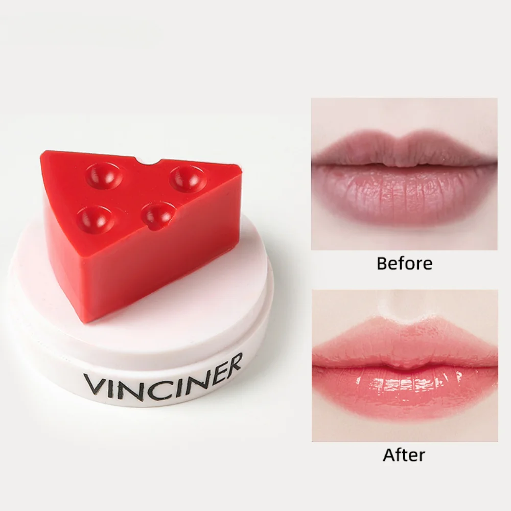 Formaggio Styling rossetto carino formaggio balsamo per le labbra caldo idratante idratante rosa chiaro solido olio per le labbra notte cura delle labbra trucco di bellezza