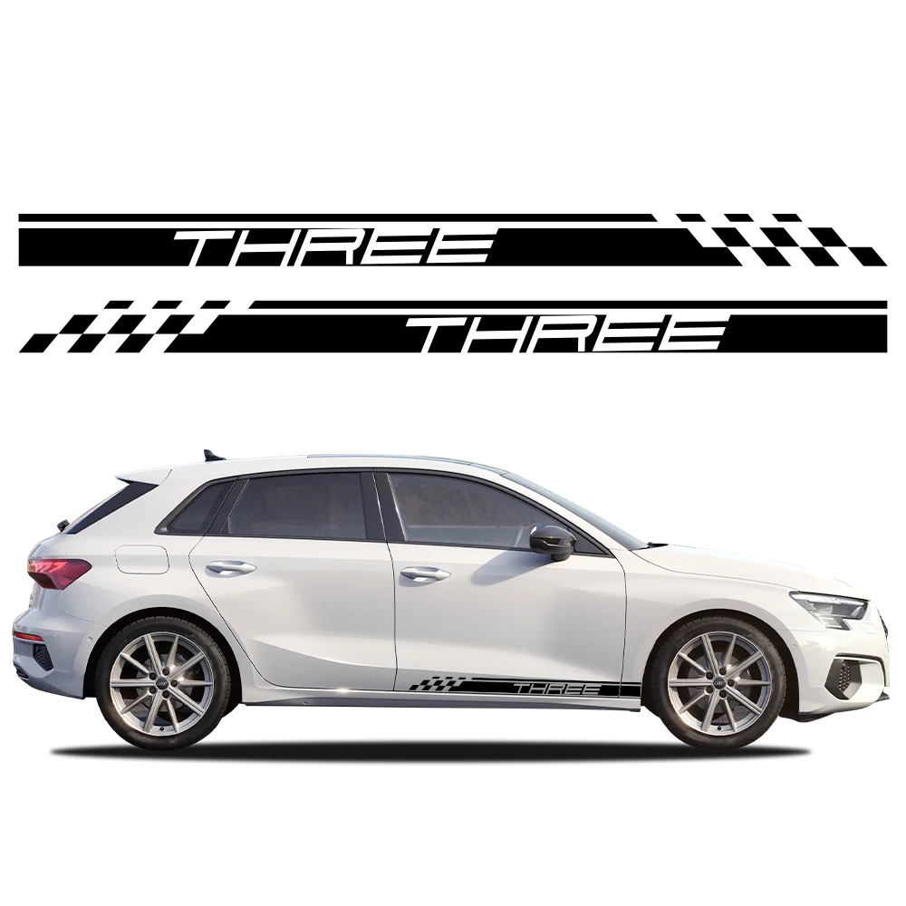 Car Door Sticker Vinyl Decals Letter Three Graphics Auto Accessories For Audi A3 8V 8P 8L 8Y S3 RS3 Sedan Sportback Limousine