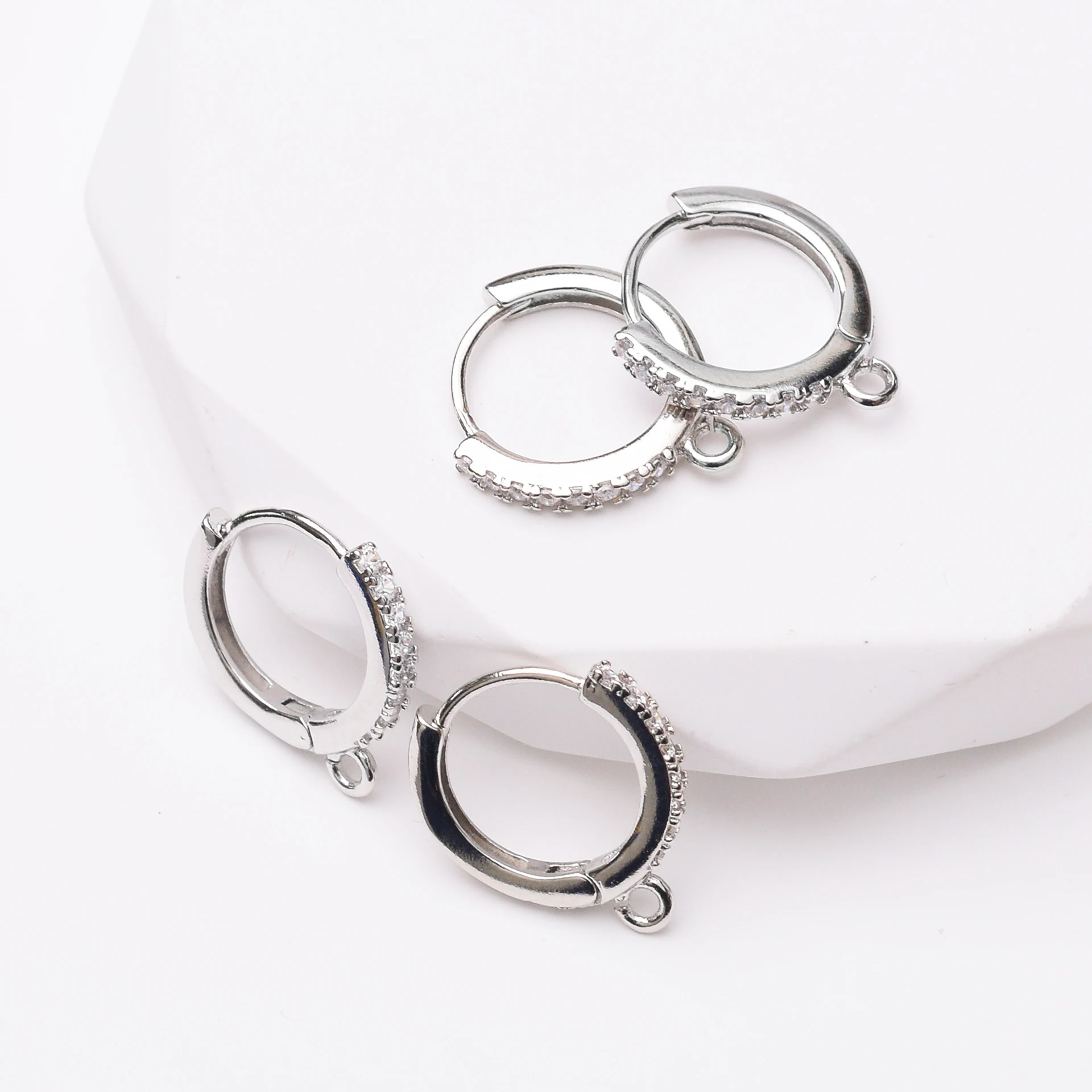

18K Gold Plated DIY Copper zirconia Round Hoop Earrings Hooks For Women Jewelry Making Accessories Earring Findings