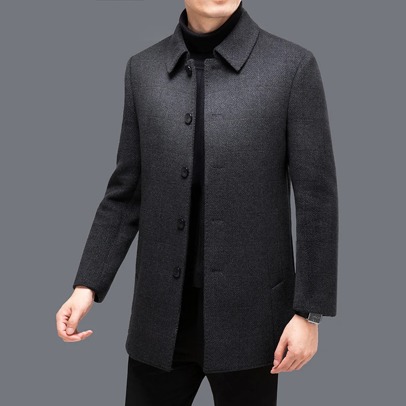 

2023 new arrival winter Double-sided wool coat thicked trench coat detachable White Duck down inner liner casual woolen jackets