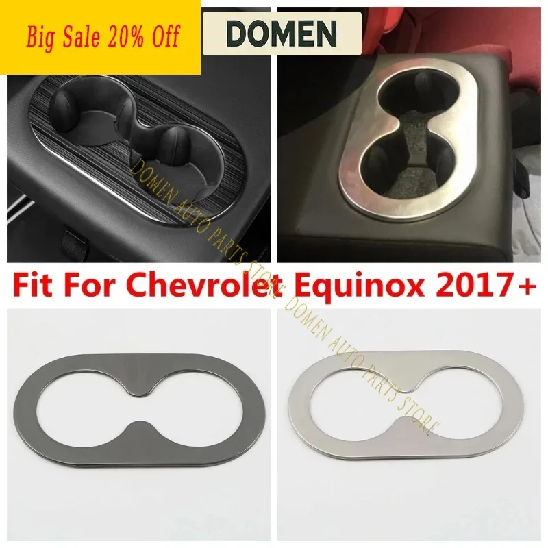 DOMEN Rear Seat Water Cup Holder Frame Decoration Cover Trim For Chevrolet Equinox 2017 - 2023 Stainless Steel Accessories Inter