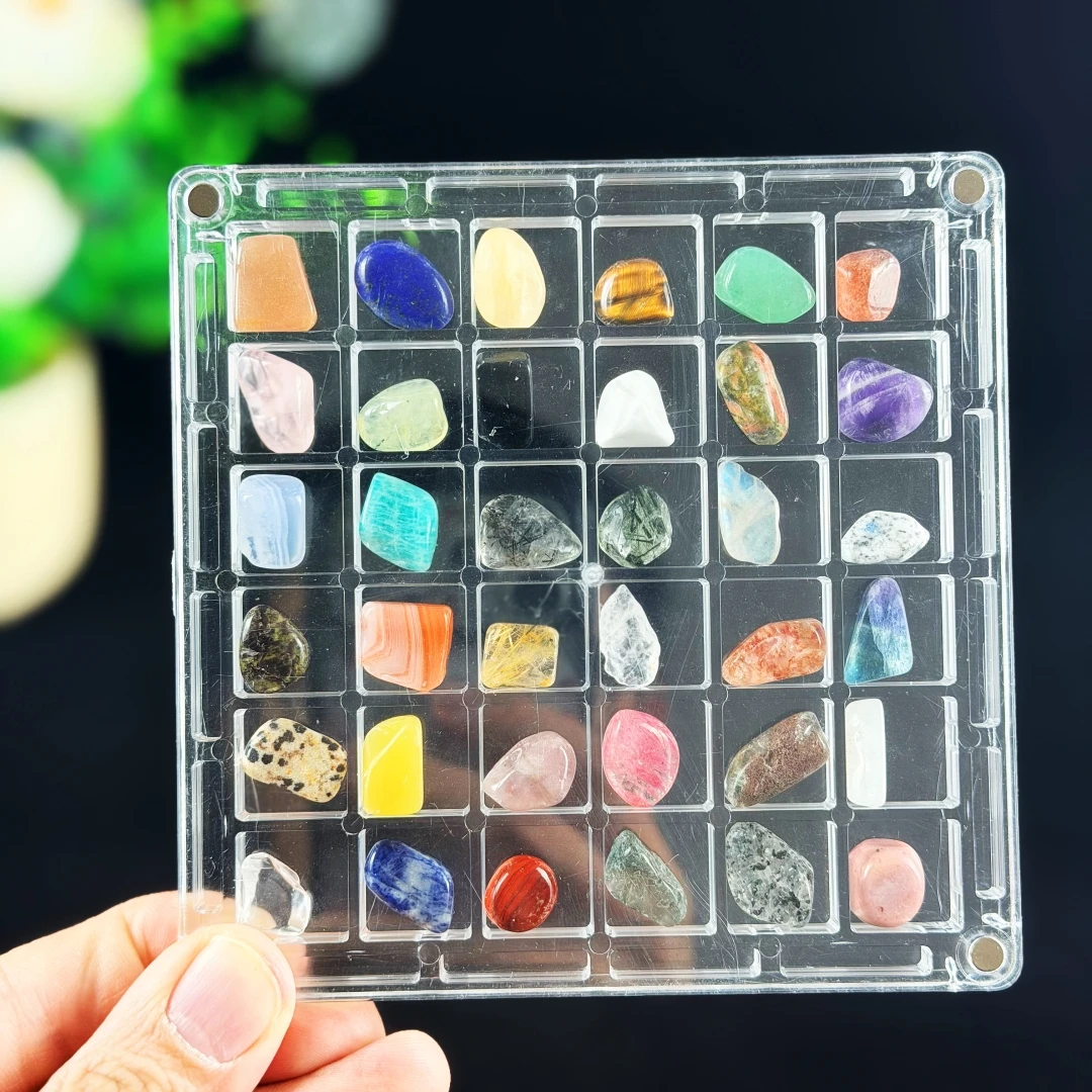 Ensemble de 36 spécimens minéraux en cristal naturel, kit éducatif de géologie, décoration de bureau à domicile, cadeau pour collectionneur