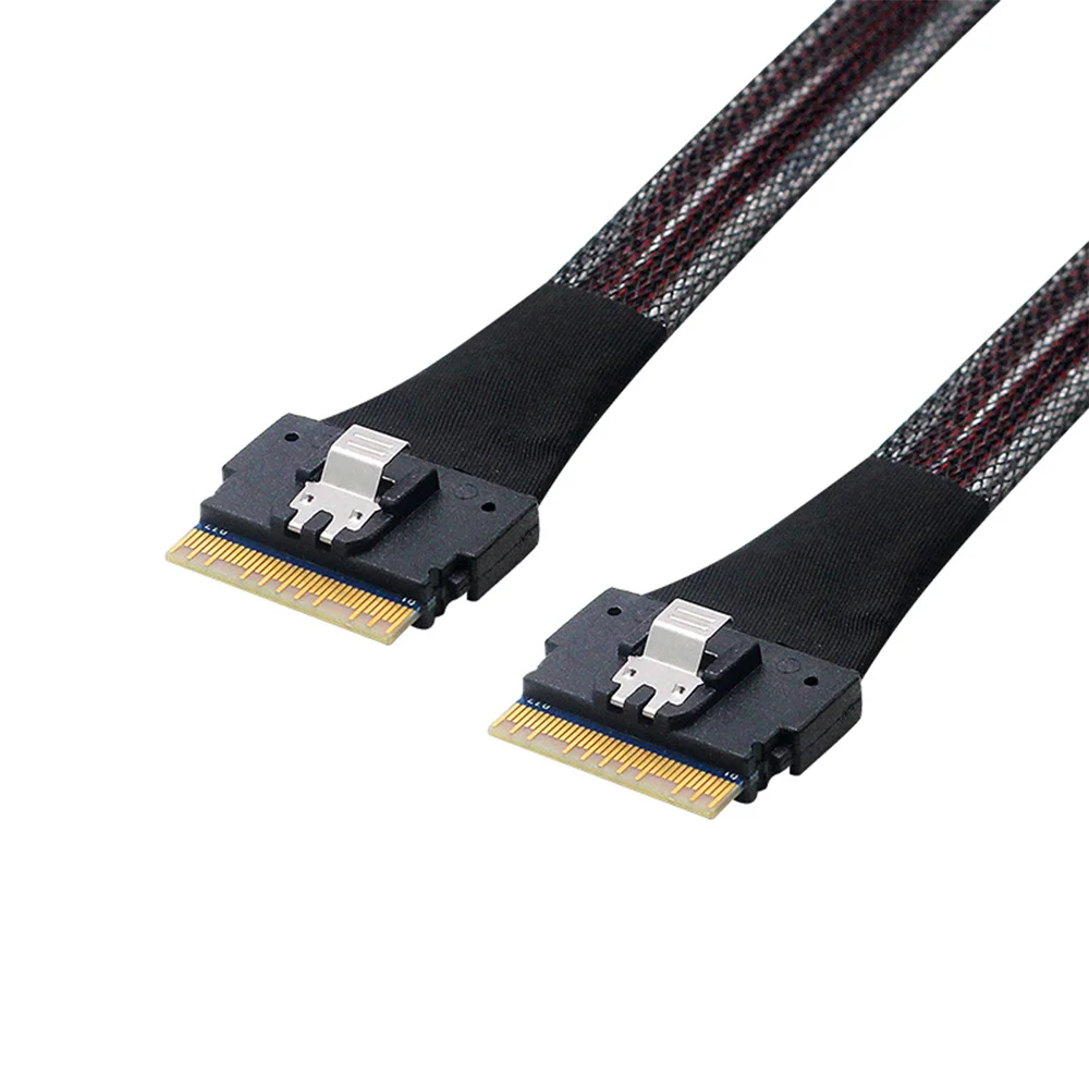 

Cablecc PCI-E Slimline SAS 4,0 SFF-8654 8i 74pin узловой тонкий целевый Кабель SAS 50 см