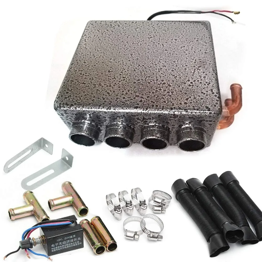 Upgraded of 12V Universal Auxiliary Heater Underdash Heat with Speed Switch for Car or Truck Minivans Excavators 4 ports