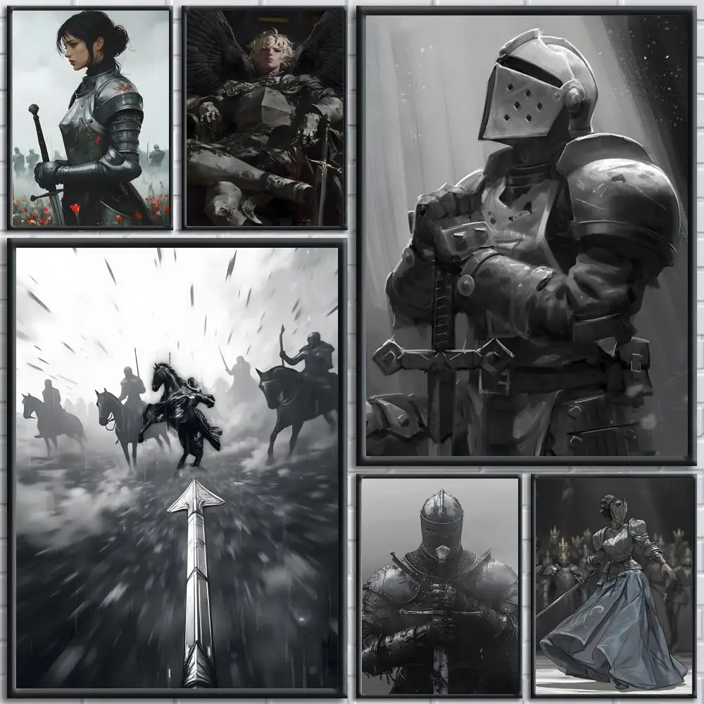 Game Classic armor full-body European warrior Poster Painting Prints Wall Art Picture Film Room Home Bar Cafe Decor Home  Mural