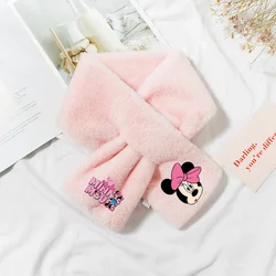 Mickey Minnie Mouse Scarf Autumn Winter Soft Imitation Rabbit Hair Shawl Plush Warm Scarf Cute Cartoon Anime Woman Neckerchief