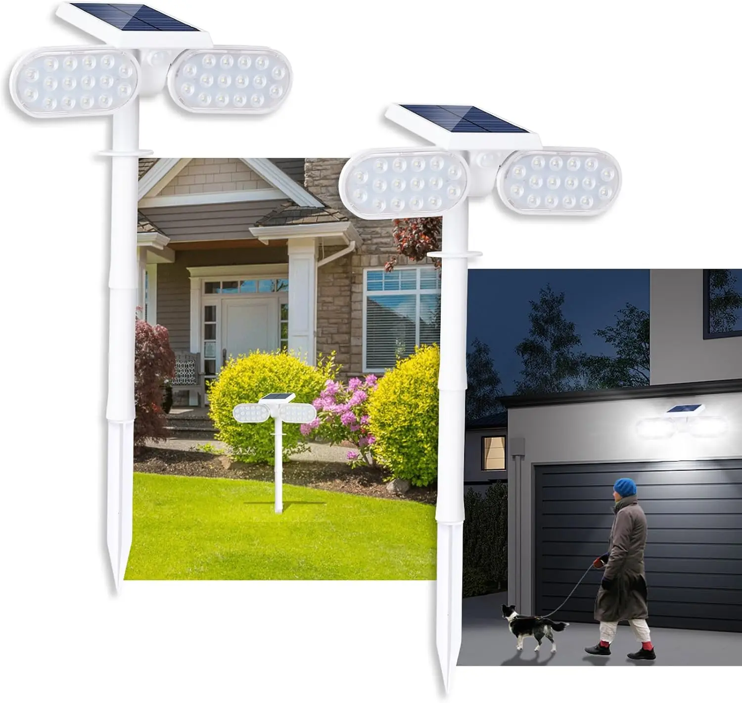 

Solar Lights Outdoor Motion Sensor, 2500LM White Flood Lights, 3-Mode Security, Dusk to Dawn, Solar Powered, 2-Pack