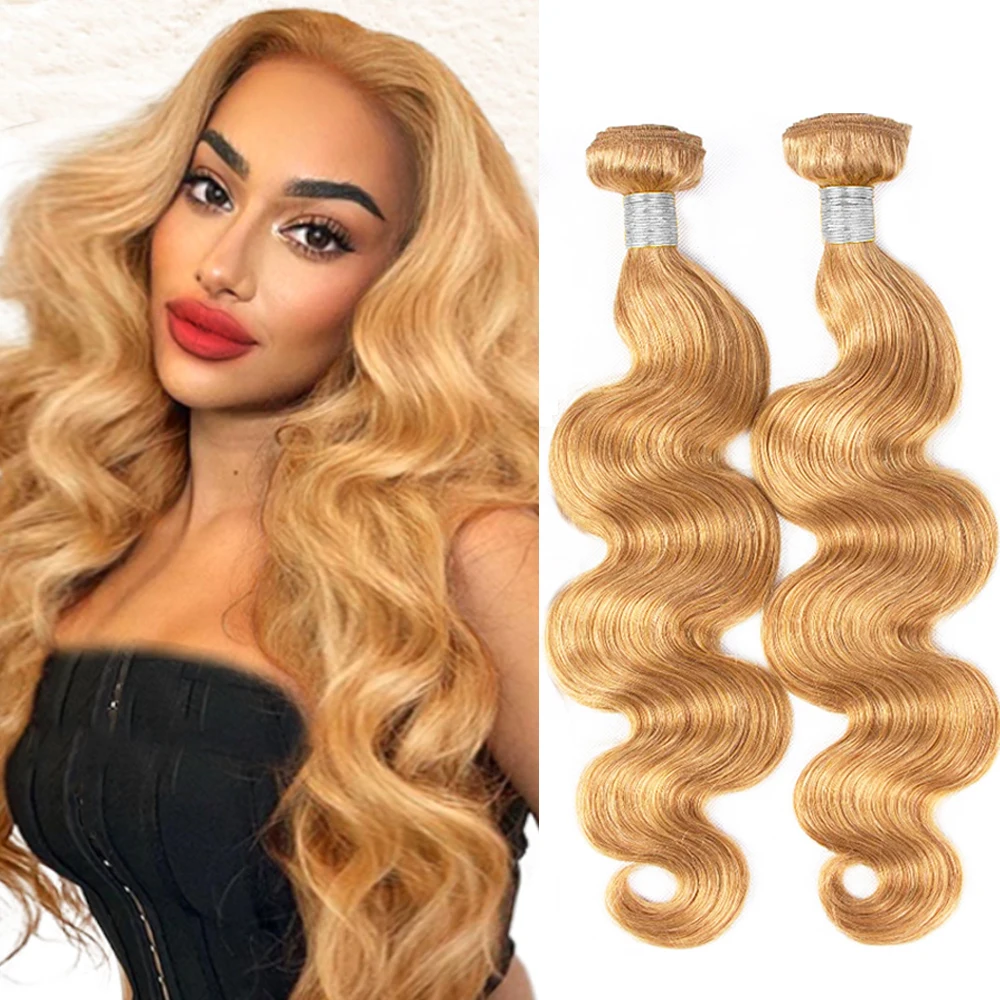 

15A Remy Hair Honey Blonde Human Hair Bundles Double Weft Blonde Body Wave 100% Human Hair Weaving Virgin Hair Extension 1/3Pcs
