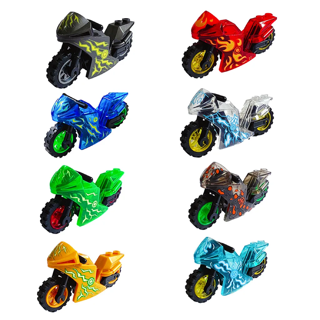 Off-Road Two-wheeled Motorcycle Military Scene Small Pellet Blocks Block Parts Boy Gift