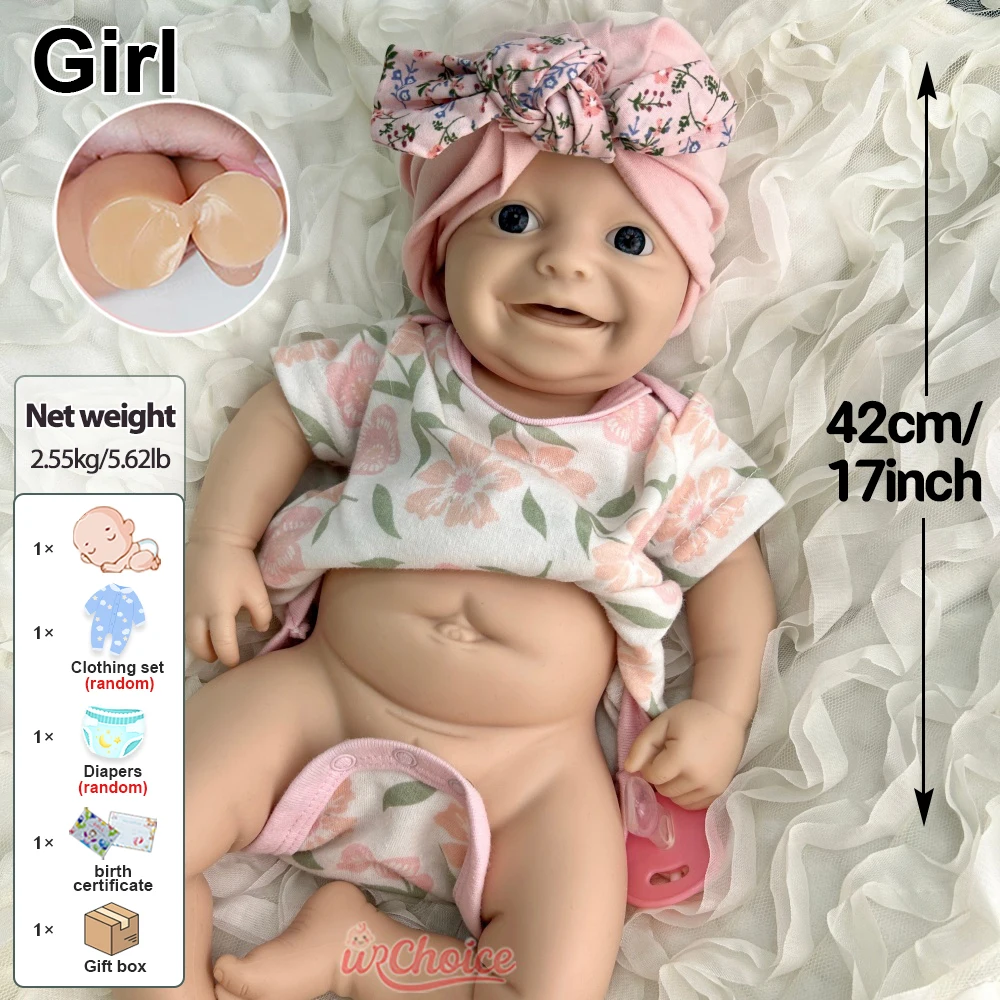 42 cm Realistyczna, obciążona ciężarem lalka reborn, dziewczynka, w całości z miękkiego silikonu, ręcznie robiona, z ruchomymi kończynami, idealna dla fotografów noworodków.