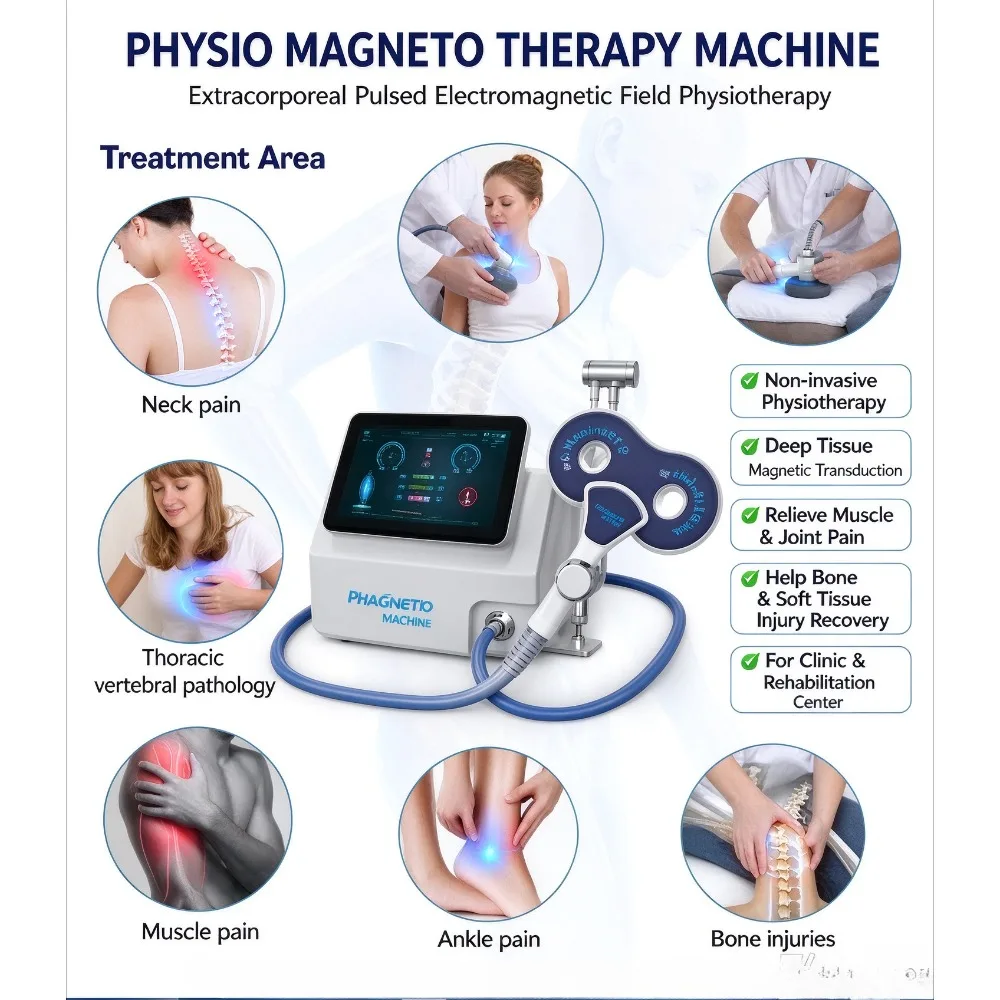 Physio Magneto Therapy Machine, Extracorporeal Pulsed Electromagnetic Field Physiotherapy Device for Muscle Joint Pain Relief